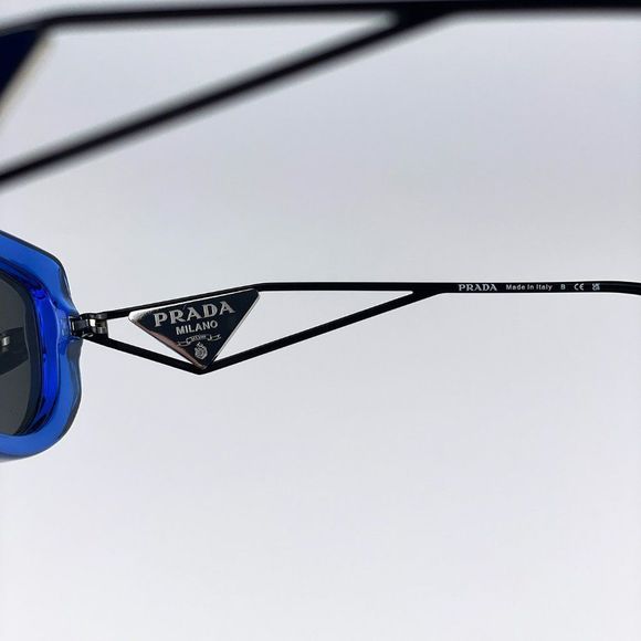 Prada PR14YS 18M5S0 Sunglasses Crystal Electric Blue Grey Rectangle Unisex - Picture 11 of 12